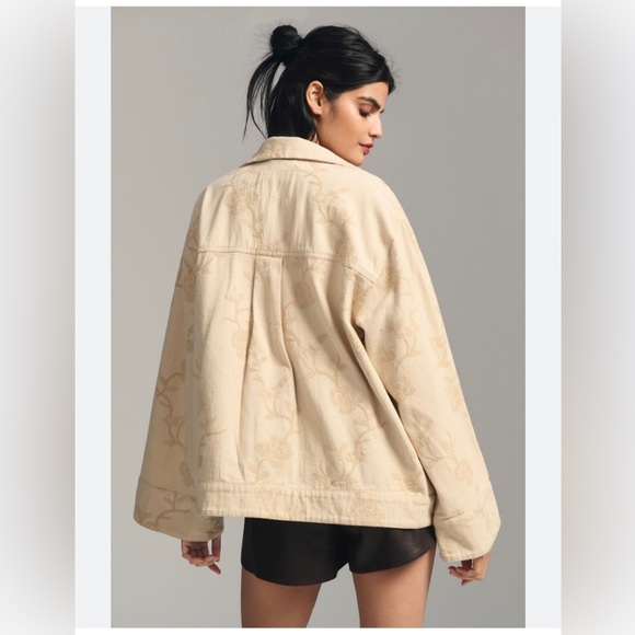 Anthropologie Pilcro Oversized Embroidered Button Down Jacket - Picture 4 of 16